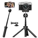 CAMOLO Handy Stativ Erweiterbar, Vlog Stativ Kamera Stativ Tripod für iPhone, Mini Smartphone Stativ, Handy Stativ Stabiler mit Handy Halterung, Kugelkopf, Adapter für GoPro/iPhone/Kamera/Smartphone