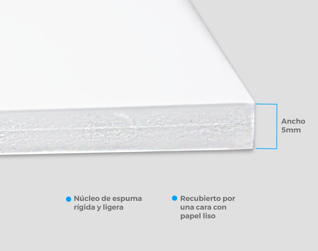 CHELY INTERMARKET Cartón Pluma A4 Adhesivo 5 MM Blanco Pack 10 Unidades Autoadhesivo Para Maquetas Manualidades Rotulación Diseño Escolar Proyectos Cartelería Presentaciones Decorativas Fácil