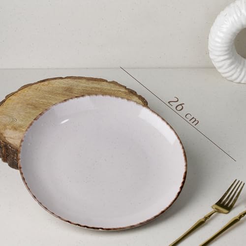 Image of The Earth Store Glossy Lavender Marble 10 Inch Ceramic Dinner Plates Microwave & Dishwasher Safe Ceramic Plates for Dinner | Full Plates Set of 6 | Dinner Full Plates