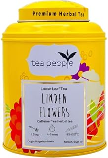 Tea People Linden Flowers, Loose Leaf Herbal Tea In A Tin Caddy, 60 g