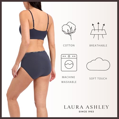 Image of Laura Ashley Women's Cotton Brief Underwear Set, High-Waisted Panties for Women, 5-Pack