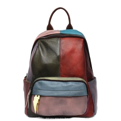 Sac à dos rétro en cuir véritable femmes grand sac à bandoulière multi-poches SC