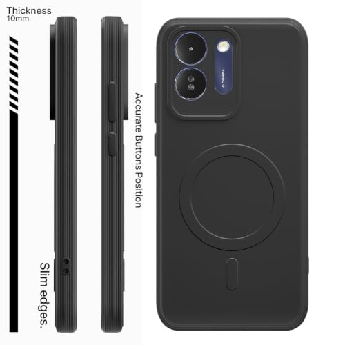 Image of Outlouders Back Cover for Poco M8x 5G | Soft Matte Silicone | Slim Fit | Magnetic-Safe Logo Design (Magnetic-Safe Not Compatible) | Shockproof | Camera Protection Bumper Case (Black)
