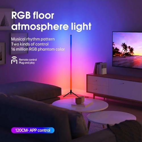 Image of Fire turtle Smart LED Floor Night Light, Remote Control, RGB Color Changing Light for Living Room, Bedroom, or Gaming Room - Modern Ambience Lighting