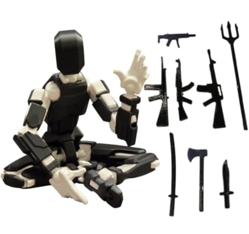 Image of (Do it Yourself) Action Figure Toys,DIY Assembly Dummy 13 Action Figures,Articulated Joints Robot,Gift Idea for Teens & Adults for 14+ (Black Armor White, Black Armor White)