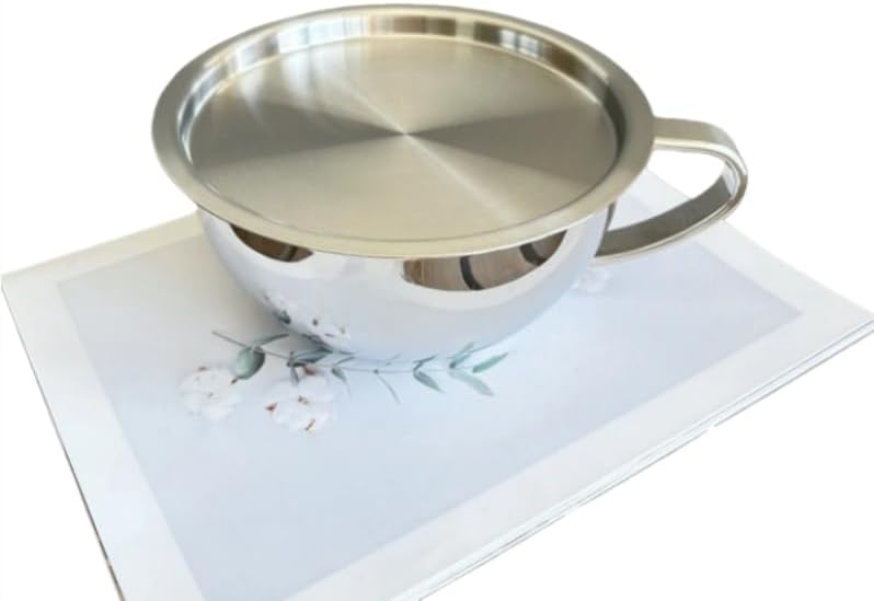 316 Stainless Steel Mixing Bowl, Premium 18/10 Grade, Heavy Duty 368g with Handle, Modern Minimalist Design, Multiple Size Options with Volume Markings (Cup with Lid, 6.3inchs)