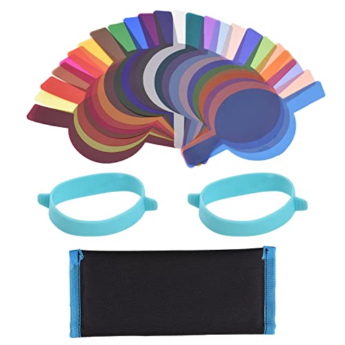 Andoer 24 Pieces Flash Gel Filter, Flash Gels, Lighting Gel Filter Kit for Godox V1 Series Speedlight H200R Flash Head with Storage Bag