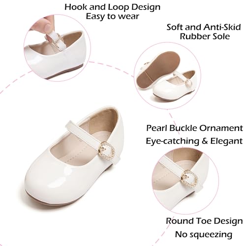 Image of PHIRAMIN Toddler Flower Girl Dress Shoes - Little Girl Mary Janes Flats Wedding
