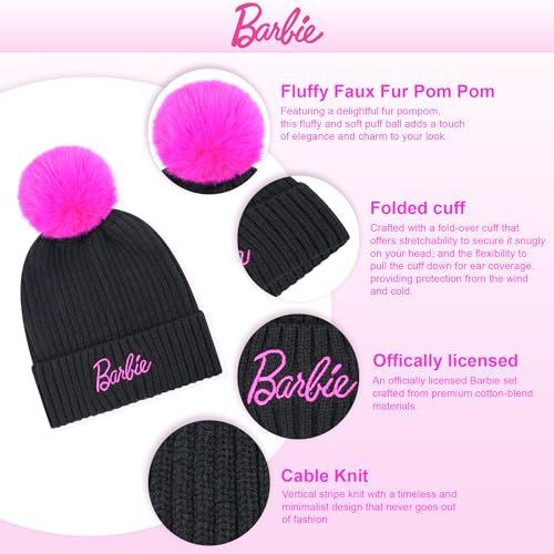 Barbie Girls Winter Hat with Gloves for Ages 5-13 Years – Ultra Soft Pink Beanie Winter Hat for Outdoors2