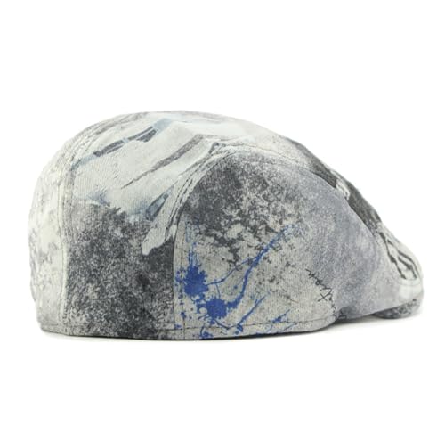 Image of Gudessly Mens Adjustable Colorful Striped Plaid Ivy Newsboy Cabbie Gatsby Golf Cap Flat Cotton Hat Thin Cap