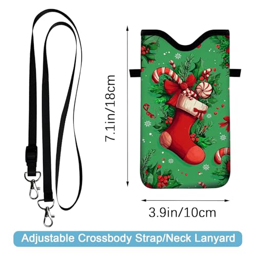 Image of Neoprene Cell Phone Sleeve Pouch Case Bag with Crossbody Strap Neck Lanyard for Women 7.1 X 3.9 in