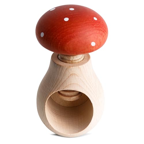 Creative Home Nussknacker Holz | Fliegenpilz Form | 10 x 6 cm | Natürliches Buchenholz | mit Schraubmechanismus | Schraubgewinde | Massiv & Nützlich Nussknack