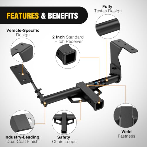 Image of Nilight Class 3 Trailer Hitch 2 Inch Receiver Tow Hitch Compatible with Subaru Forester 2019-2025 Black Powder Coated