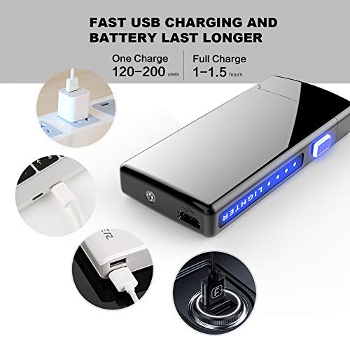 Encendedor eléctrico plasma recargable dual con indicador LED miniatura 4