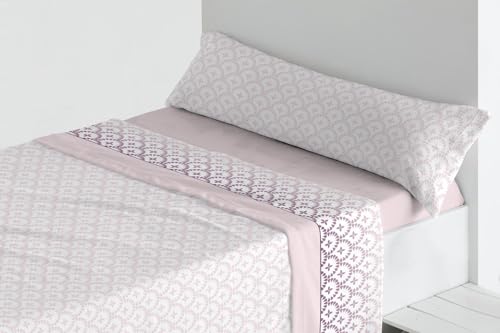 ENERGY COLORS TEXTIL HOGAR Juego de sábanas de coralina | 3 Piezas | Funda de Almohada, Bajera Ajustable y sábana encimera (Disponible en Varios tamaños y Colores) (Malva, Cama 90)