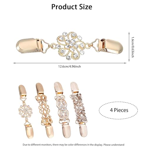 Image of 4PCS Cinch Clip for Shirt, Golden Brooch for Women, Cloth Adjustable Clip, Dress Clip for Adjusting, Sweater Clips Cinch Clips