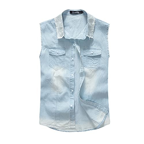 Gilet denim sans manches veste cowboy style rétro décontracté XL