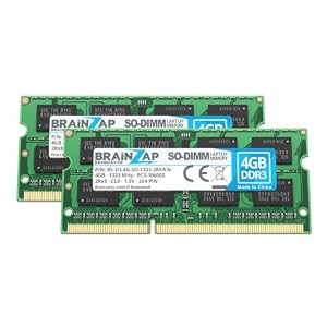 BRAINZAP 8GB (2x4GB) DDR3 1333MHz PC3-10600S-9 SO-DIMM CL9 2Rx8 1.5V Unbuffered Non-ECC RAM Arbeitsspeicher für Notebook Laptop Speichermodul Memory