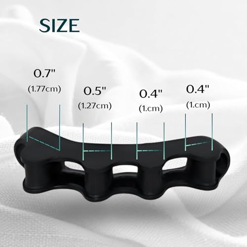Image of Wonder Care Silicone Toe Separator For Feet Gel Pads Big Toe Corrector Bunion Straightener Yoga Stretcher Hammer Bunion [Black,Pair of 2-4 Pieces]