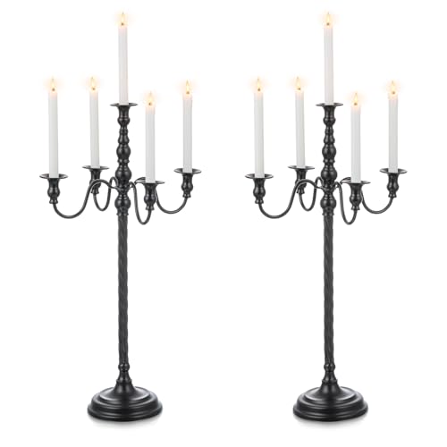 Candeldo 28 Inches Black Floor Candelabra Halloween Decorations Set of 2