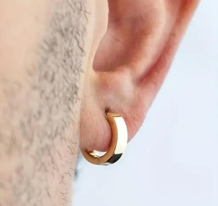 t trendy mart Men's Stainless Steel Huggie Hoop Earrings, Gold Tone, Accessories Jewellery for Men and Boys-picture-24