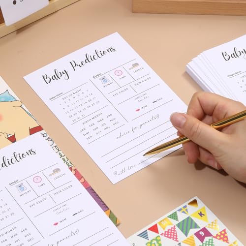 Image of 200 Count Baby Shower Game Cards - Gender Reveal Prediction & Advice Cards for New Parents | Fun Party Activity with Wishes for Mommy & Daddy | Boy or Girl Guess | Modern Minimalist Design