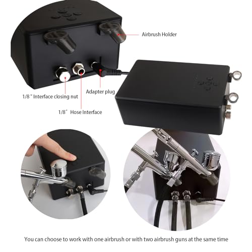 Image of I-BEAUTEE New Upgraded 55PSI benchtop Airbrush Set, Gravity fed Multi-Function Airbrush Kit with Compressor for Model Painting,Portable air Brush kit for Cake Decoration Makeup Airbrush Gun kit