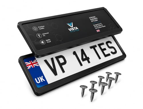 Universal Number Plate Holder Kit Pair of UK Registration Plate Frames Front & Rear Plate Mounts Easy Fit Clip-On Design Includes Fixing Screws Fits Standard 520mm x 111mm Plates