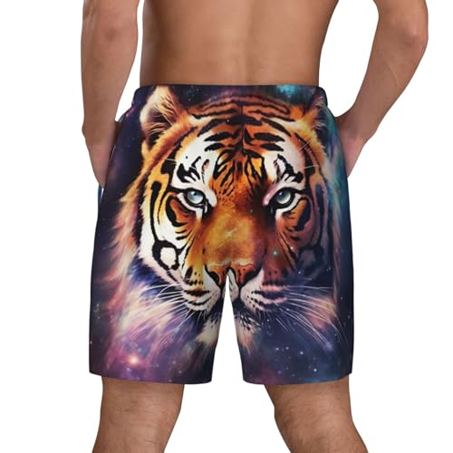 Men's Swim Trunks Quick Dry Board Shorts Galaxy Tiger Beach Shorts with Pocket Bathing Suits for Men3