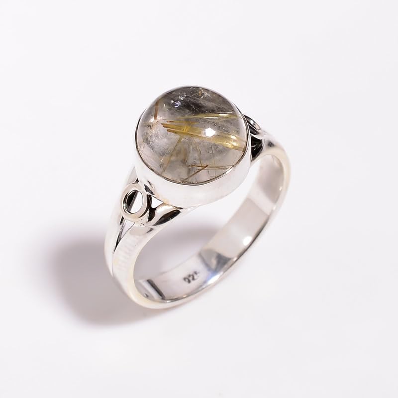 Bague rutile dorée en argent 925, un bijou d'exception chic