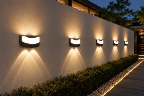 Image of FILLISKA LED Indoor UP Down Wall Light, Warm White Colour with Shockproof Alluminium White Body (Black Semicircle 6 Watt)