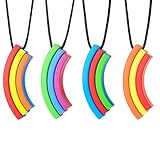 Chew Necklaces for Sensory Kids, 4 Pack Sensory Chewy Necklaces Silicone Chew Toys for Kids with Autism, ADHD, Anxiety, BPA Free