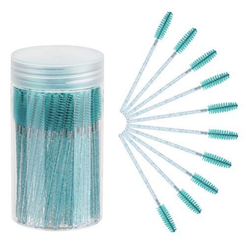 CHEFBEE 100PCS Disposable Eyelash Spoolies Brush with Container, Blue