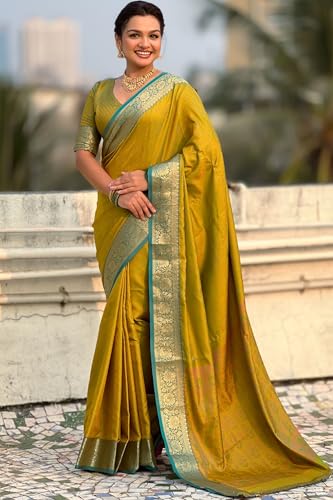 Image of SGF11 Women's Kanjivaram Pure Soft Silk Designer Saree With Blouse Piece