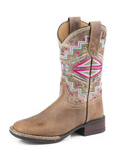 ROPER Unisex-Child Monterey Aztec Square Toe Cowboy Boots (Little Big Kid) Western
