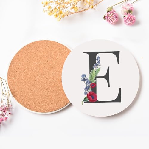 Sous verre ronds en céramique premium abécédaire floral de table - 4