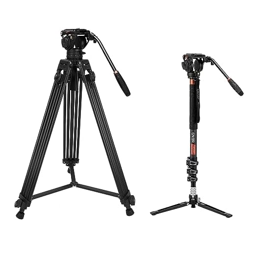 Cayer BV30L 72 Inches Video Tripod System Kit and CF34 Carbon Fiber Video Monopod