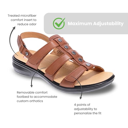 Image of Revere Toledo Women's Sandals - Gladiator Inspired Premium Leather Walking Sandals - Stylish and Trendy - Orthotic-Friendly with Arch Support and Adjustable Fit