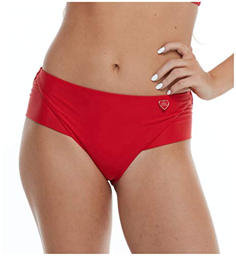Body Glove Women's Smoothies Coco High Waisted Solid Bikini Bottom Swimsuit, True RED, Medium