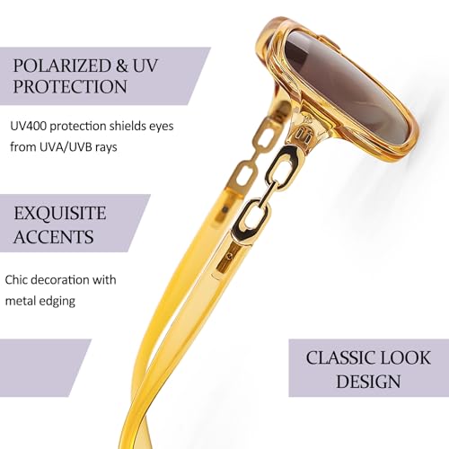 Image of SIPHEW Polarized Sunglasses for Women | Vintage Square Sunglasses w UV400 Protection | Womens Wraparound Shade
