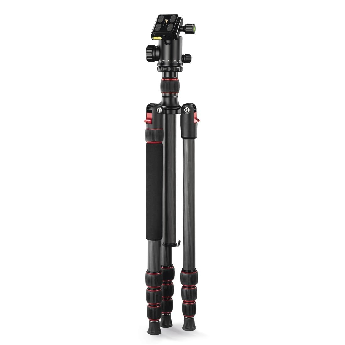 Hama Trépied Appareil Photo 2 en 1 Ramble II Duo (Plaque de Montage Rapide pour Portable, Ultraléger en Carbone, Macrophoto, Monopod ou Tripode, Max. 160 cm, tête sphérique rotative, Sac) Noir