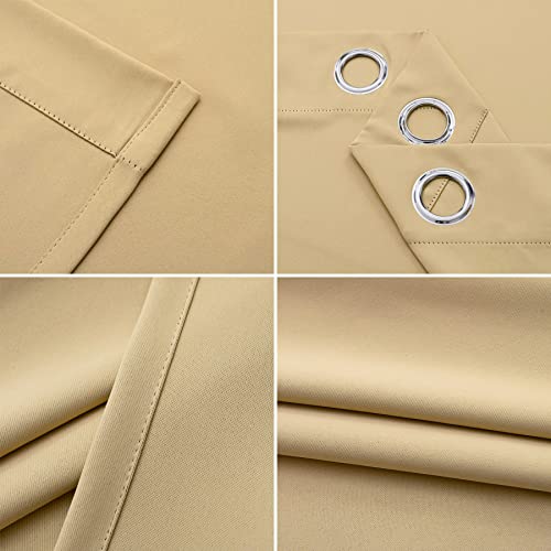 Image of IVAZA Living Room Bedroom Room Darkening Thermal Insulated Polyester Solid Blackout Curtain Noise Reducation Door Curtain 7 feet Set of 1(Beige)
