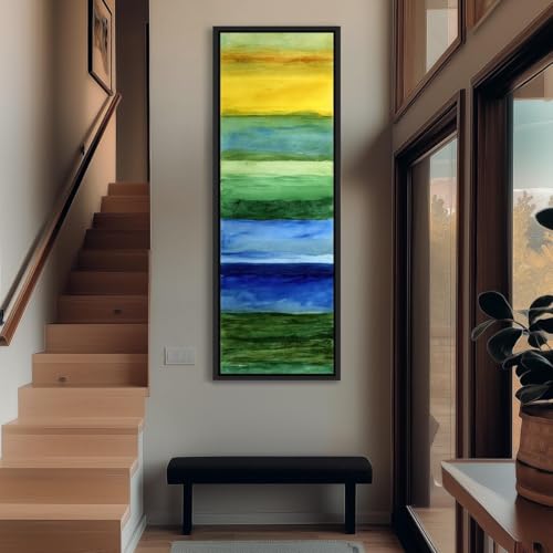 Impression d'horizon grand format 70x210 cm aquarelle verticale