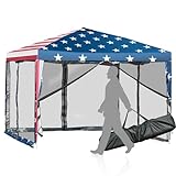 Tangkula 10x10 Ft Pop Up Canopy with Netting, Easy Up Canopy with Mesh...