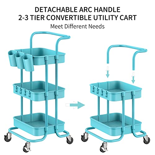 ALVOROG-3-Tier-Rolling-Utility-Cart-Movable-Storage-Organizer-Shelves-with-Wheels-and-Hanging-Cups-Multifunctional-Service-Cart-for-Kitchen-Office-Coffee-Bar-Blue ALVOROG 3 Tier Rolling Utility Cart Movable Storage Organizer Shelves with Wheels and Hanging Cups Multifunctional Service Cart for Kitchen Office Coffee Bar Blue