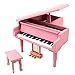 Sinzyo Boîte à musique en bois en forme de piano fantôme rose avec petit tabouret cadeau d'anniversaire créatif pour la Saint-Valentin