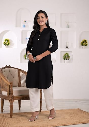 Image of Armiya Rayon Solid Straight Kurta /Kurti for Women & Girls