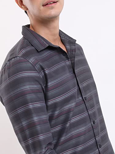 Image of Ketch Men Cotton Slim Fit Striped Full Sleeve Shirt