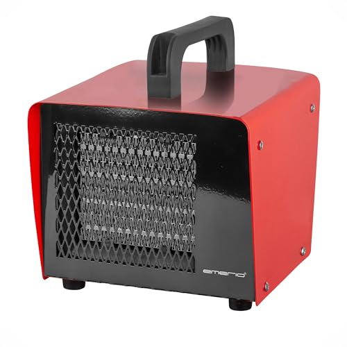 EMERIO Calentador de ventilador para habitaciones de hasta 20 m², 2000 W, elemento calefactor PTC (cerámica), 2 modos de calor (1000/2000 W), termostato ajustable, protección contra sobrecalentamiento