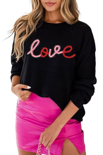 Image of LEMAFER Women 2026 Merry Christmas Round Neck Sequin Letters Sweater Casual Solid Slogan Long Sleeve Pullover Sweatshirt Tops